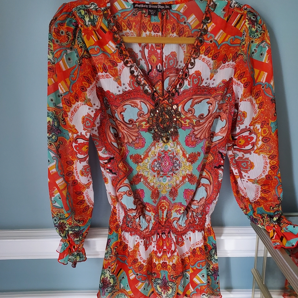 Colorful Paisley V-Neck Dress